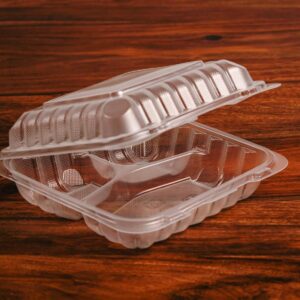 Three Compartment Clamshell Clear To-Go Container