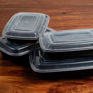 Black Rectangle Container with Clear Lid