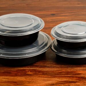 Black Round Container with Clear Lid