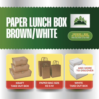 PAPER LUNCH BOX BROWN/WHITE