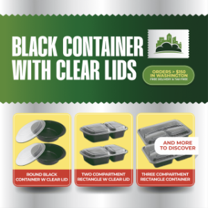 BLACK CONTAINER WITH CLEAR LIDS